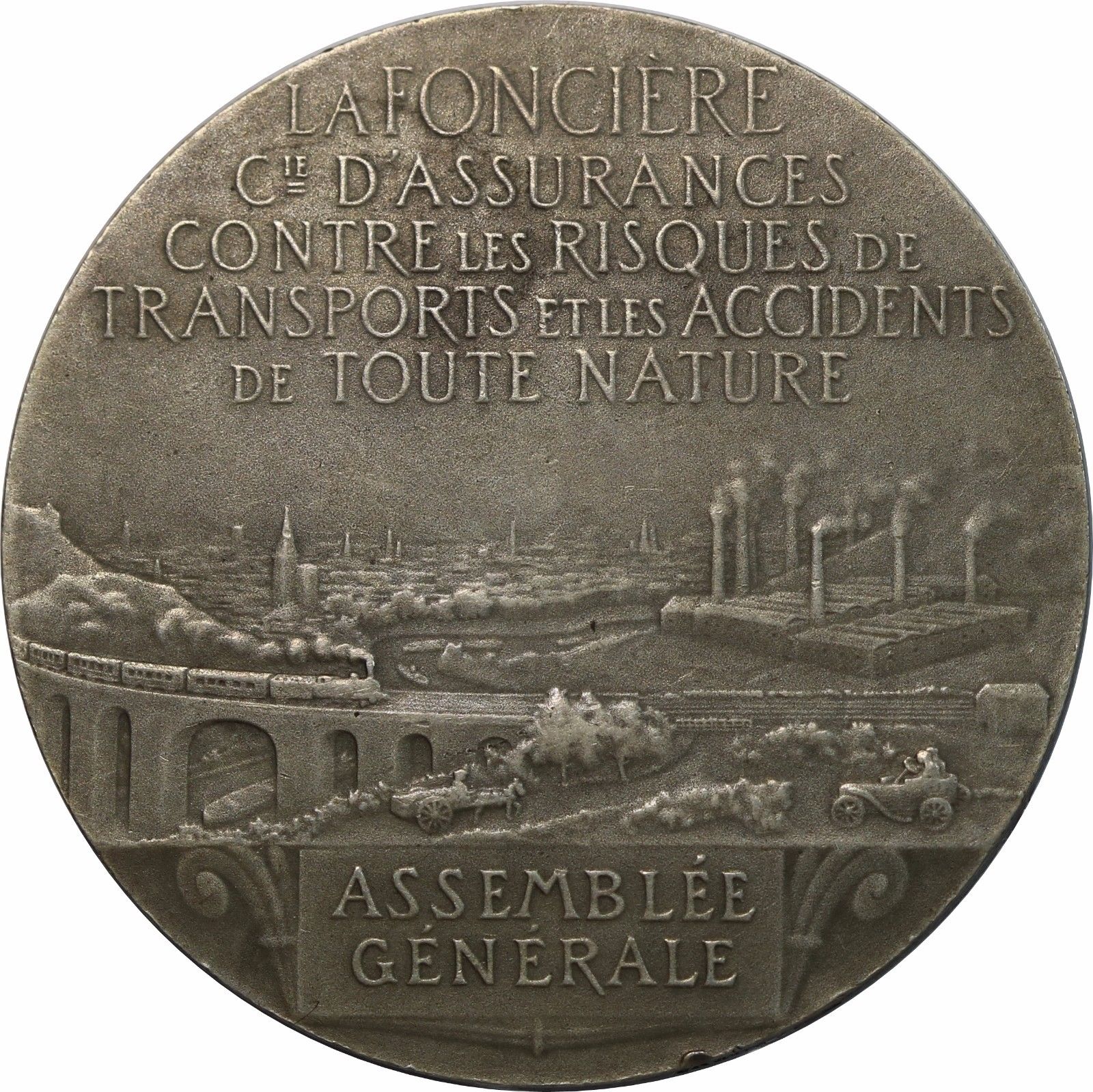 France – 1879 Art Nouveau Silver Medal by Vernon, Train, Railroad