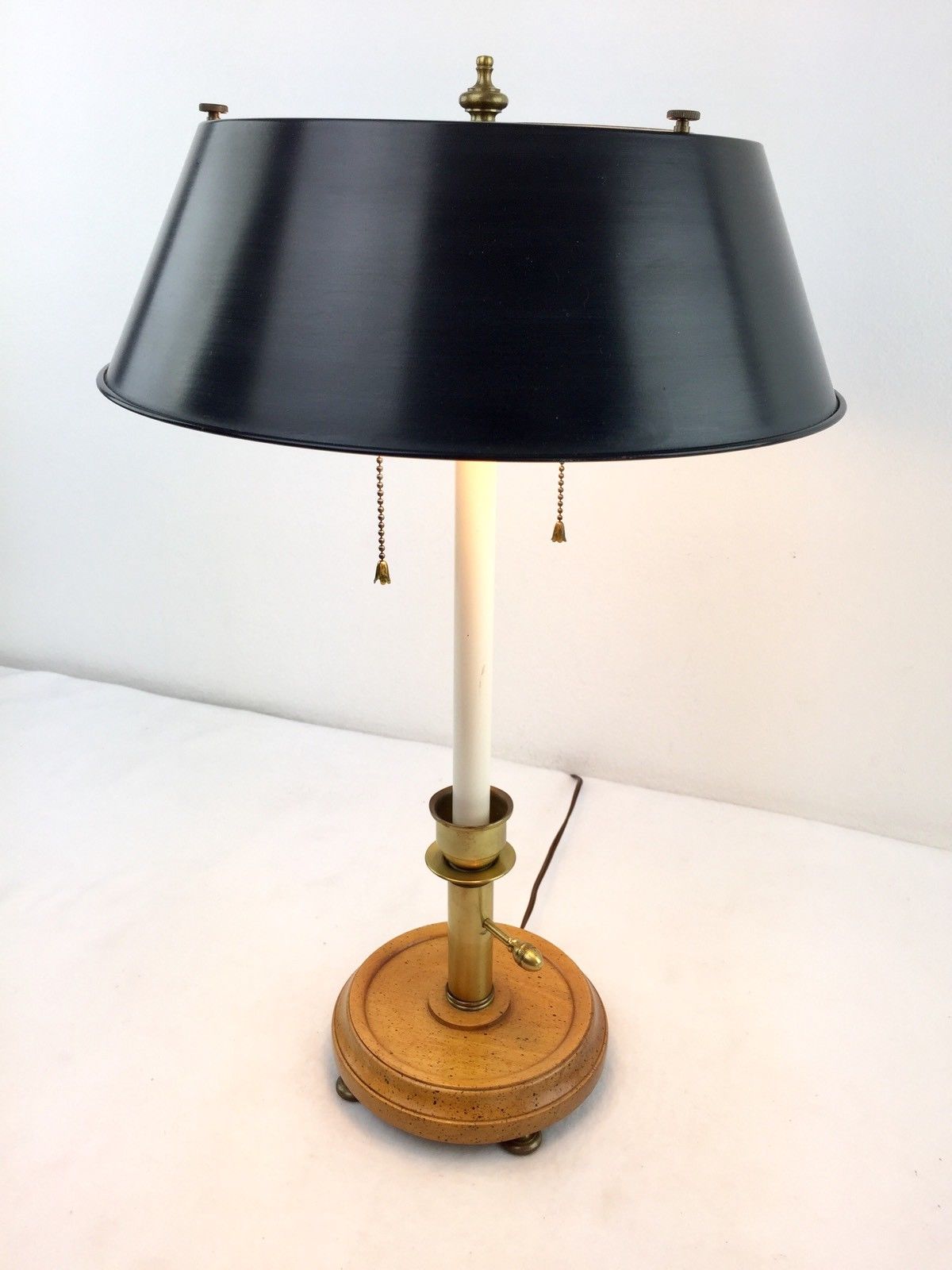Vintage Frederick Cooper Brass Bouillotte Tole Double French Desk Table Lamp