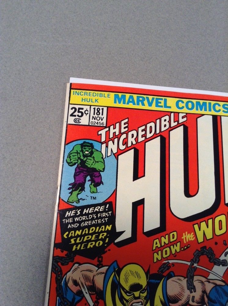 HULK 181, VF/NM (9.0), 1974 MARVEL,1ST FULL APPEARANCE OF WOLVERINE,STAMP INTACT