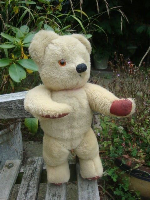 VINTAGE CHAD VALLEY COAL NOSE WHITE BEAR WITH LABEL 1950s