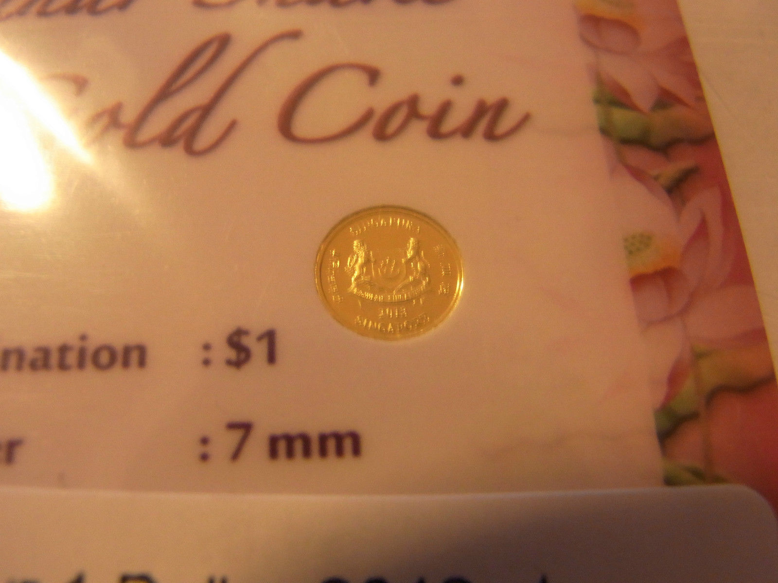 Singapore 2013 1$ Year of the Snake Lunar Proof Gold Coin