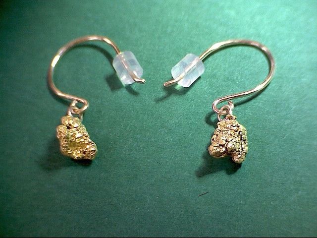 #K7 Natural Sonoran Desert gold nugget jewelry, dangle earrings, 1.82 grams