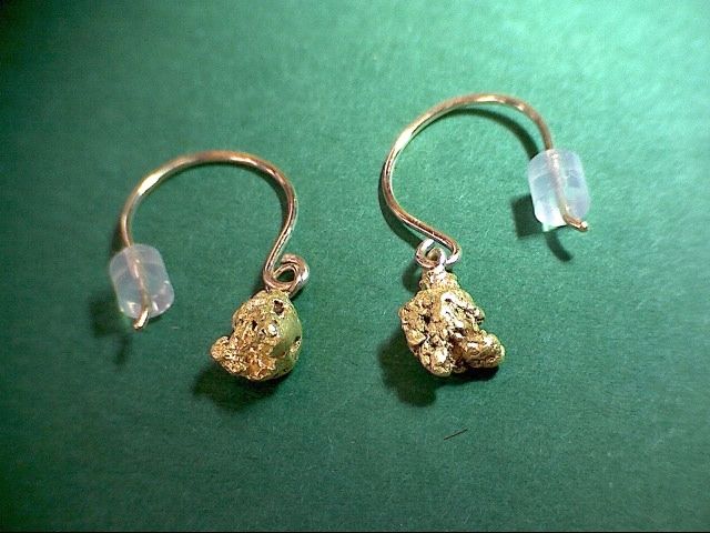 #K7 Natural Sonoran Desert gold nugget jewelry, dangle earrings, 1.82 grams