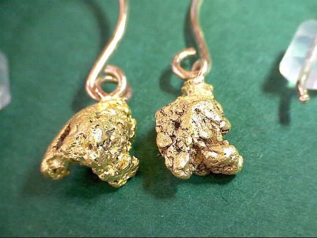 #K7 Natural Sonoran Desert gold nugget jewelry, dangle earrings, 1.82 grams