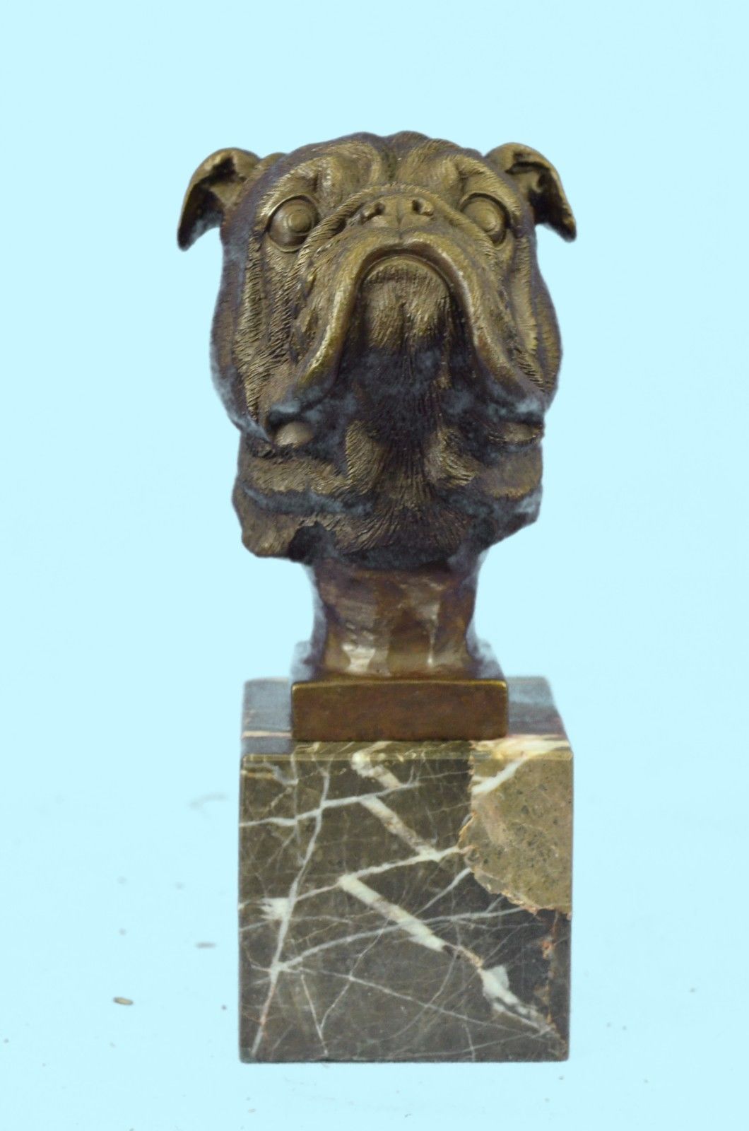 Sculpture Statue DETAILED HOT CAST ENGLISH FRENCH BULLDOG SIGNED FIGURE Bronze