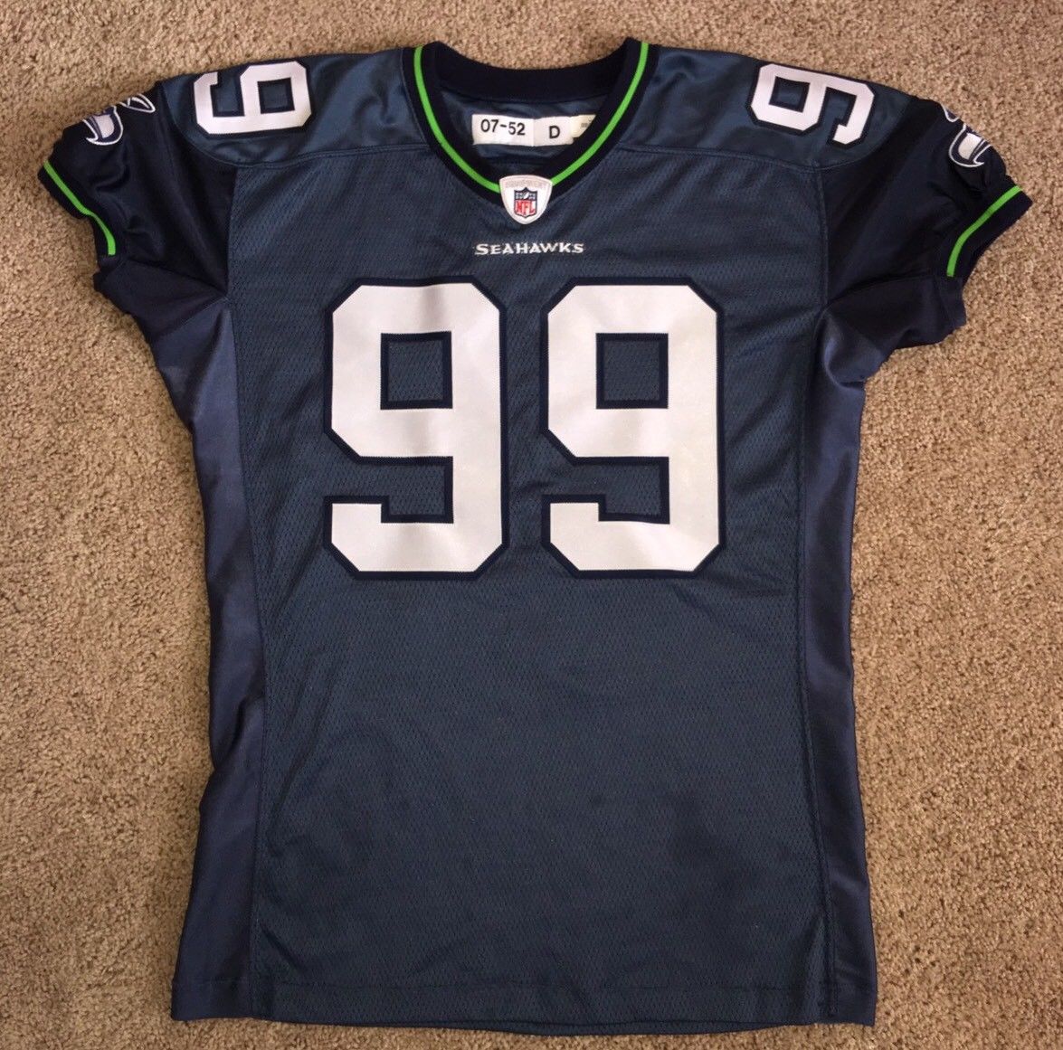 NFL Seattle Seahawks Alan Branch 99 Game Issued Authentic Jersey SZ 52