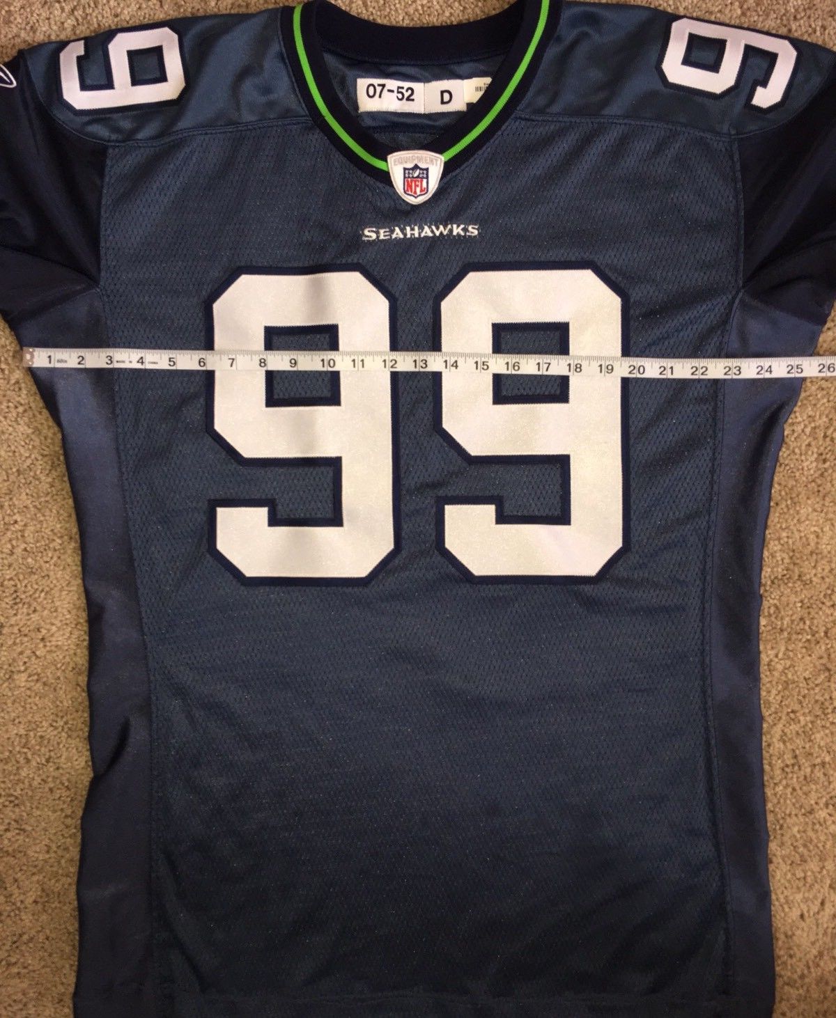 NFL Seattle Seahawks Alan Branch 99 Game Issued Authentic Jersey SZ 52