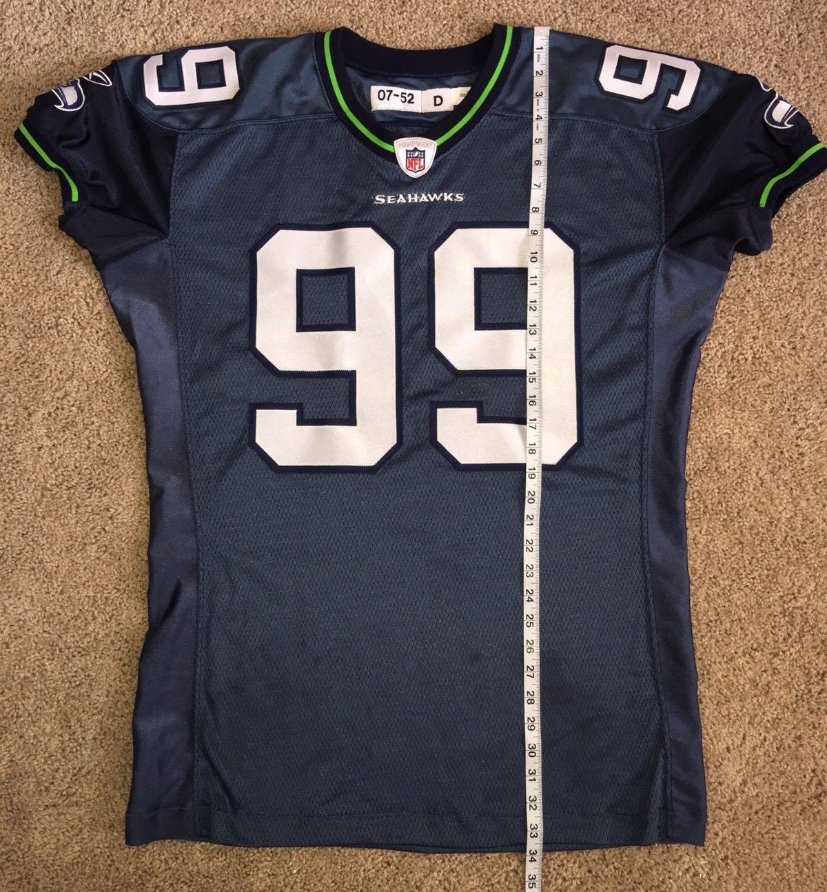 NFL Seattle Seahawks Alan Branch 99 Game Issued Authentic Jersey SZ 52