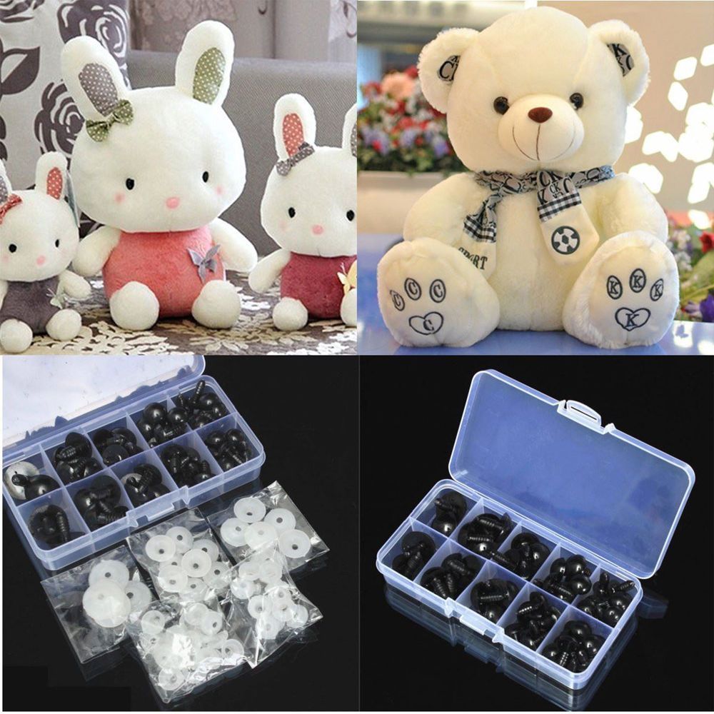 100pcs New Convenience DIY Black Plastic Bear Eyes Doll Animal Craft 6-10mm