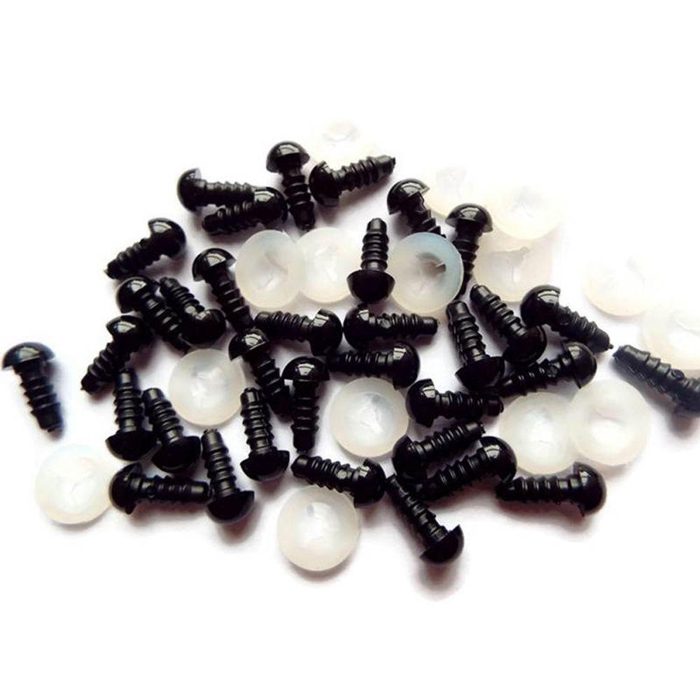 100pcs New Convenience DIY Black Plastic Bear Eyes Doll Animal Craft 6-10mm