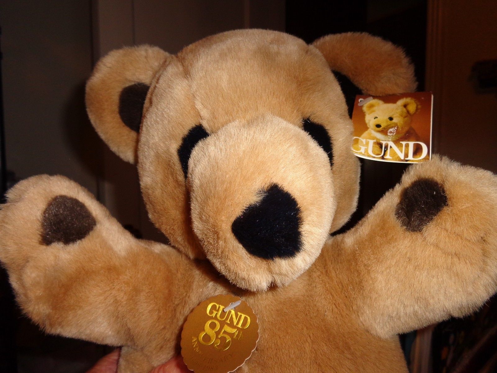 Vintage Gund STITCH Bear Plush Brown 1979 w All Tags Stuffed Animal 14" Lovely