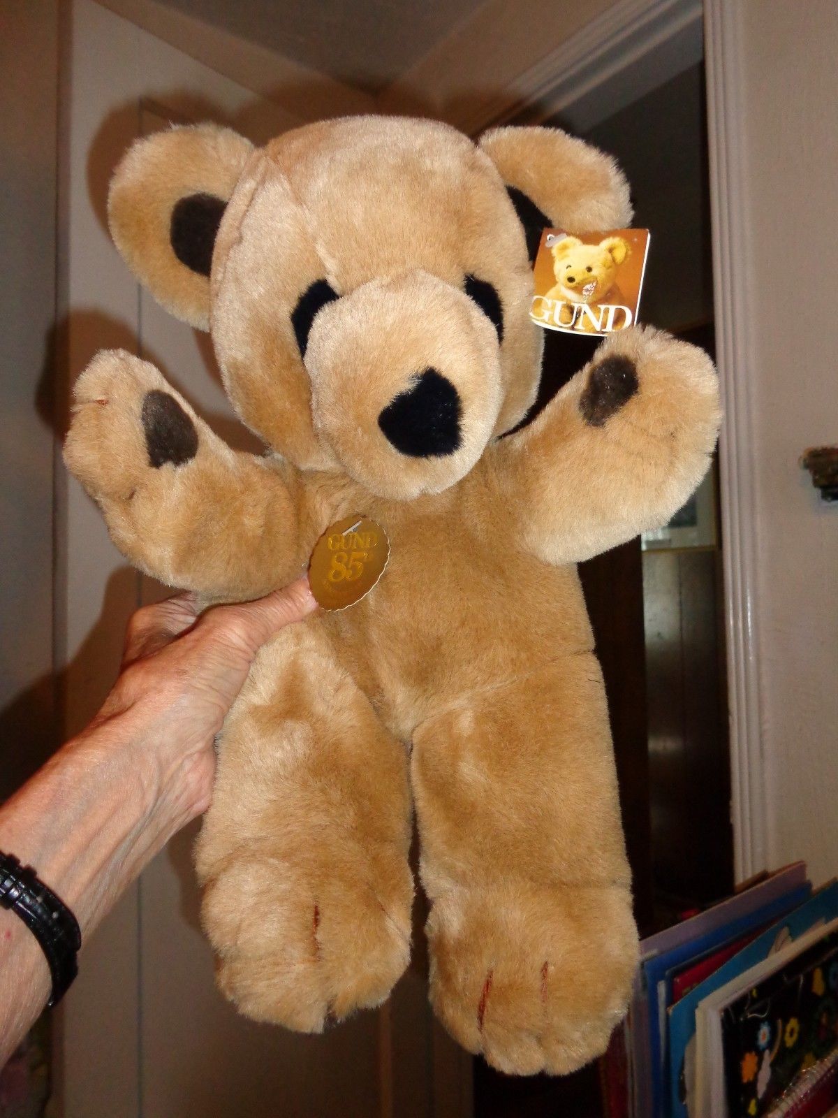 Vintage Gund STITCH Bear Plush Brown 1979 w All Tags Stuffed Animal 14" Lovely