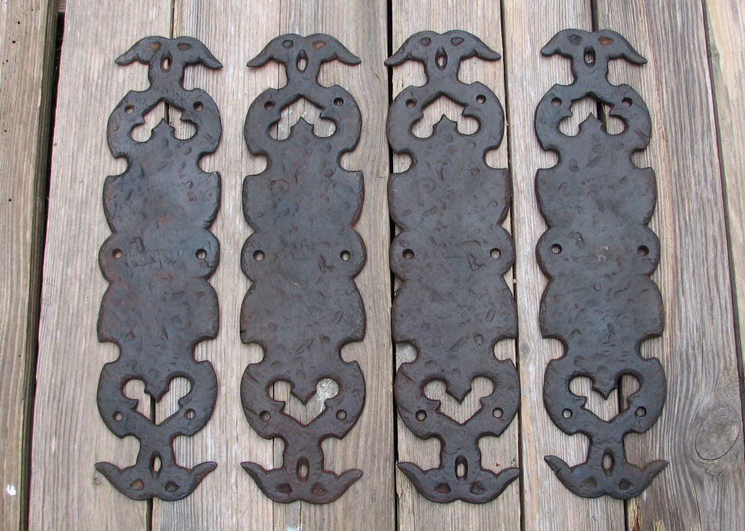 2x Vintage Pairs of Reclaimed Cast Iron Door Finger Push Plates