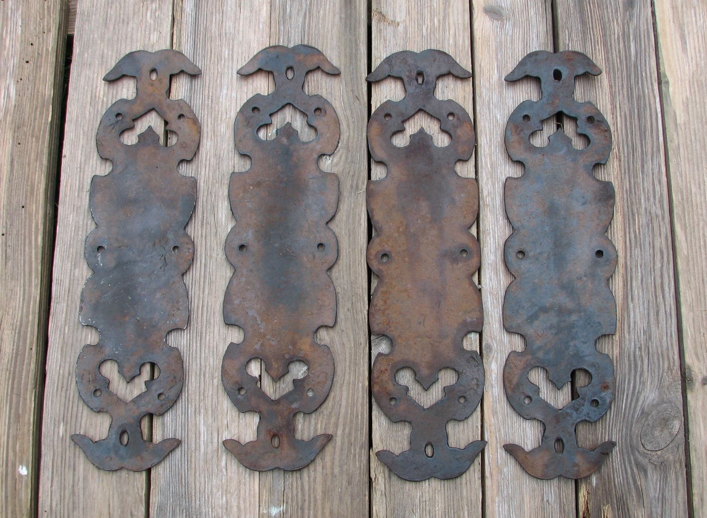 2x Vintage Pairs of Reclaimed Cast Iron Door Finger Push Plates