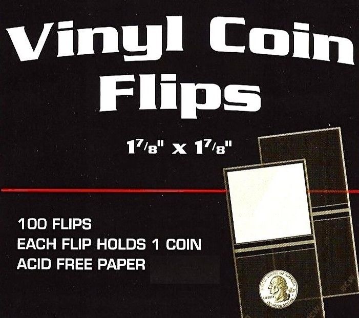 100 NEW 2X2 Double Pocket Vinyl Coin Flips  BCW Holders With Labels Mailers