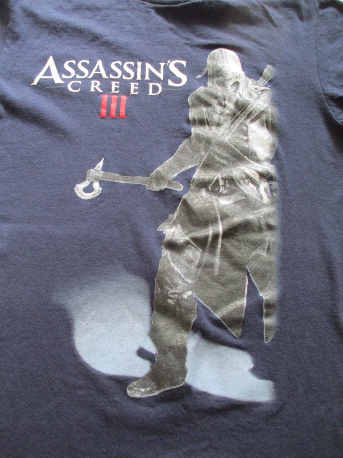 Assassin's Creed III 3  Navy Blue White Red T Shirt S Small M Medium