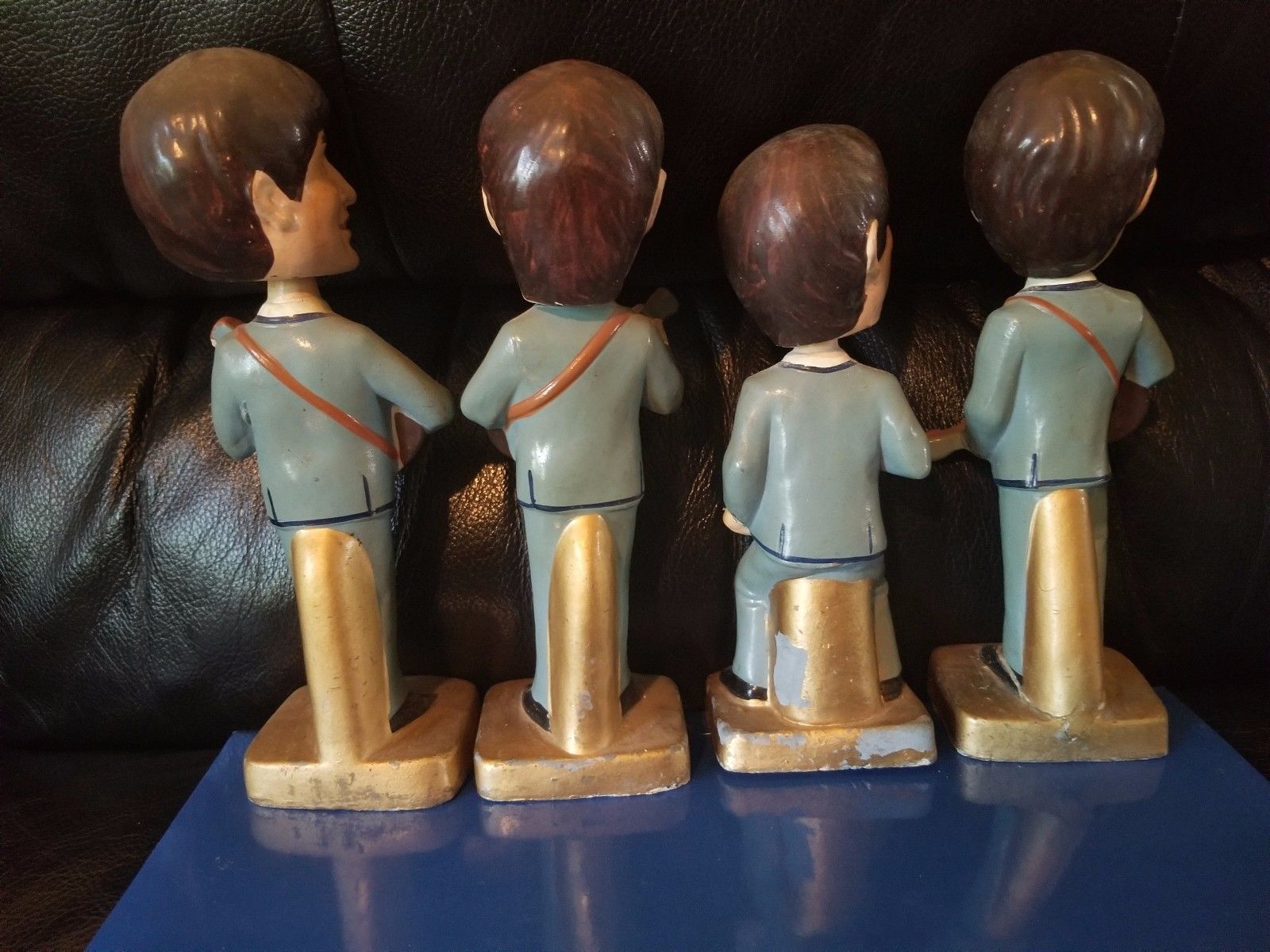 THE BEATLES ORIGINAL 1964 CAR MASCOTS COMPLETE SET BOBBLEHEADS, NODDERS RARE 8"