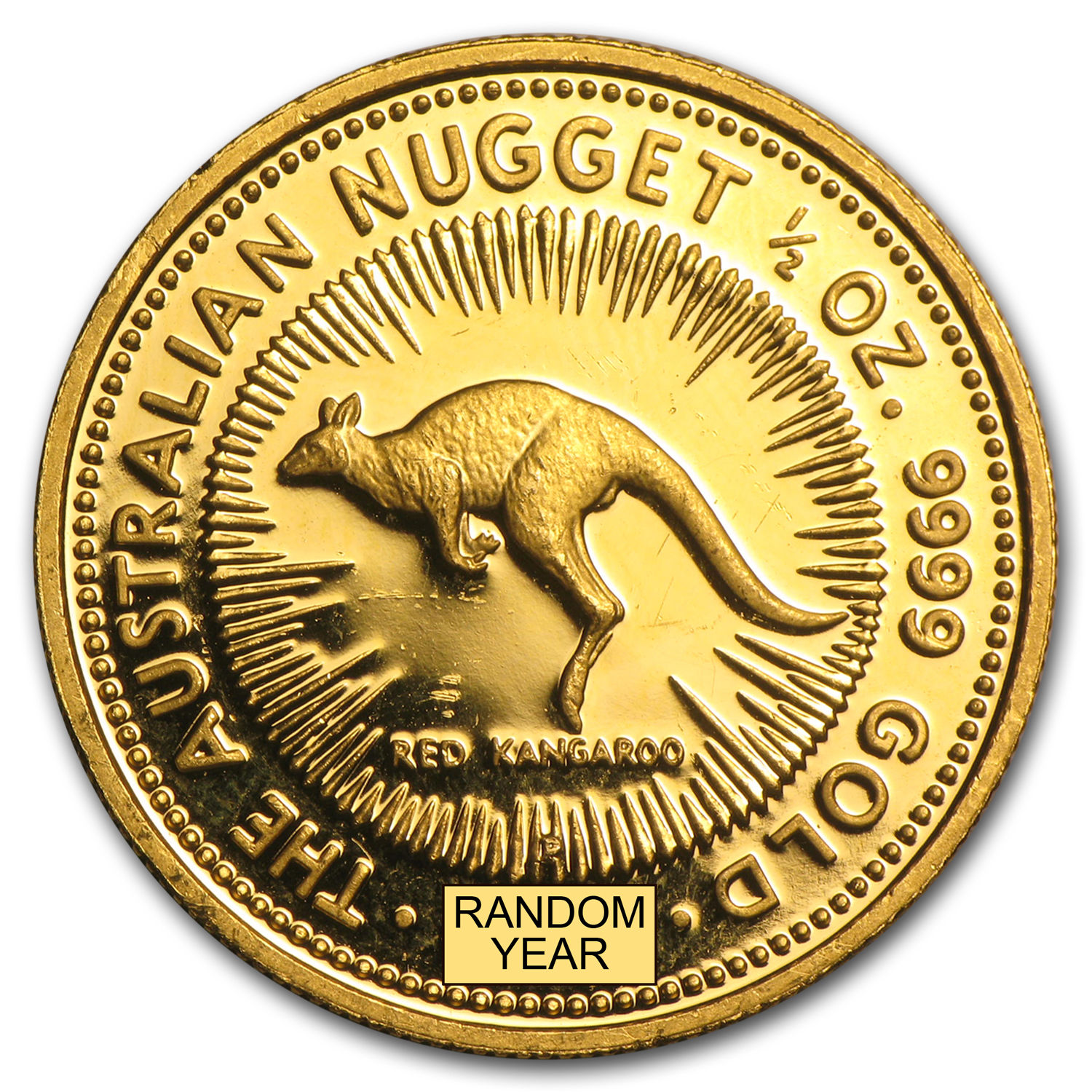 Australia 1/2 oz Gold Kangaroo/Nugget BU (Random Year) - SKU #22943