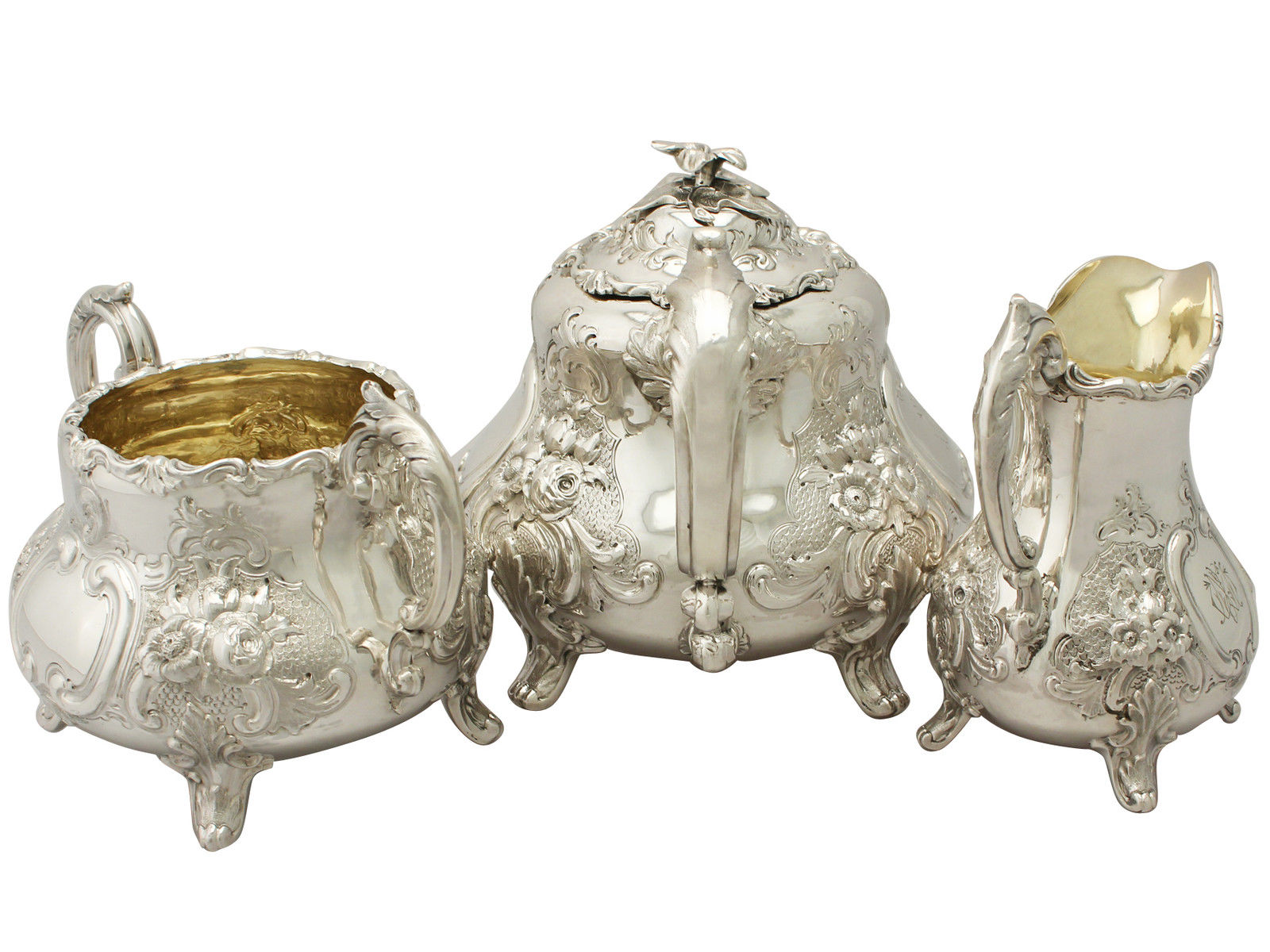 Sterling Silver Three Piece Tea Set - Antique Victorian