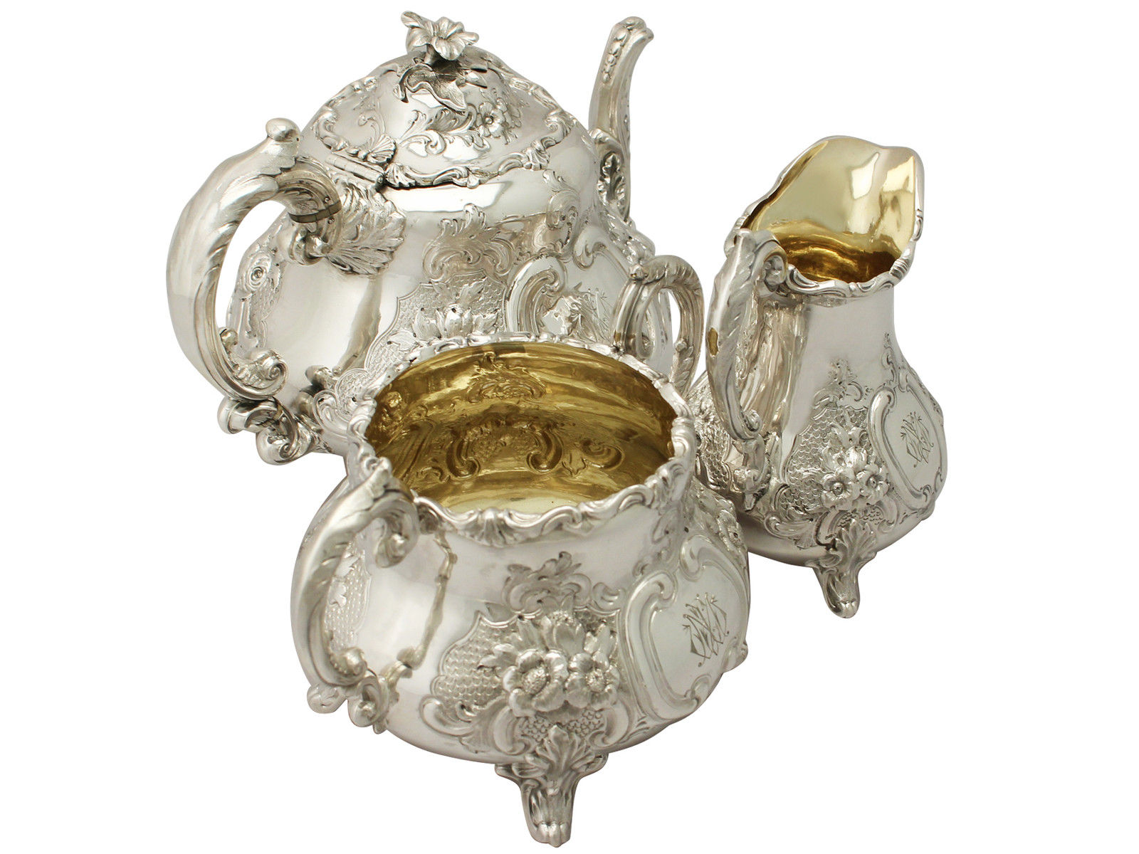 Sterling Silver Three Piece Tea Set - Antique Victorian