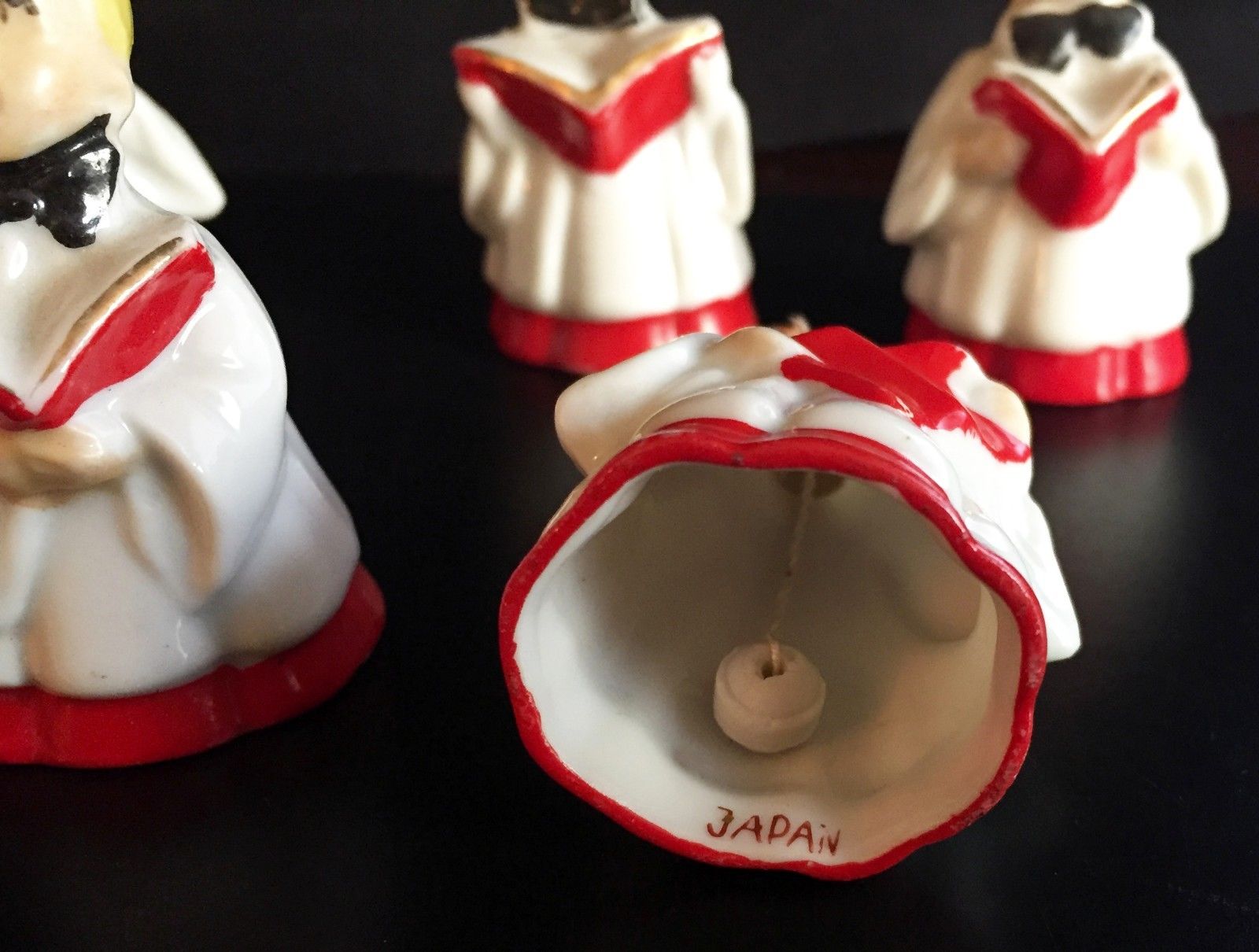 Set of 7 Vintage ~1950's~ Christmas Choir Boy Porcelain Bell Ornaments JAPAN