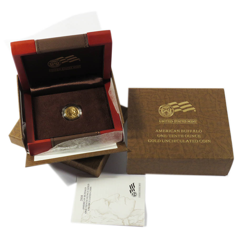 2008-W $5 Proof American Gold Buffalo 1/10 oz Box OGP & COA