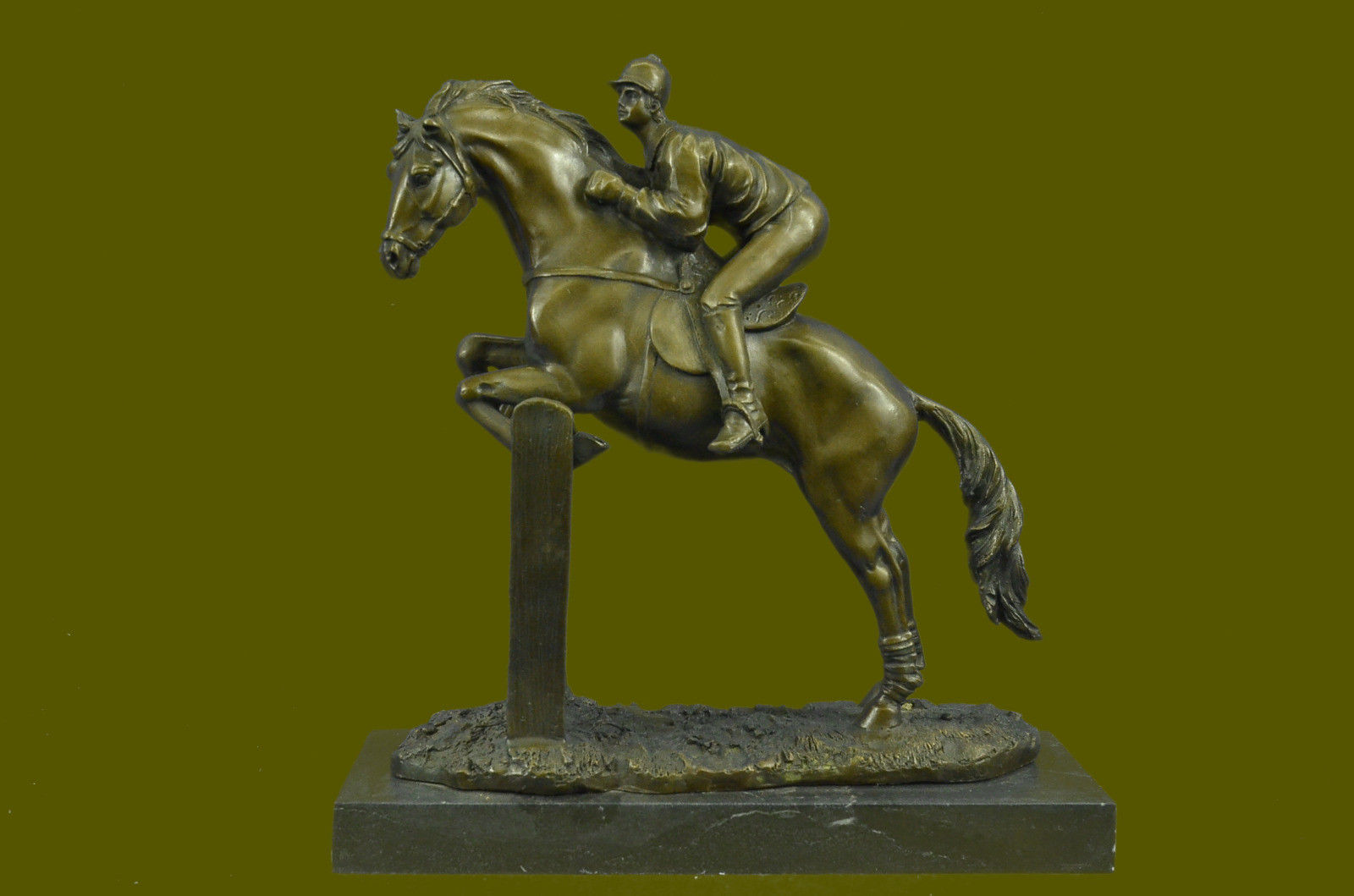 Vintage Signed Jockey Horse Racing Gift Figure Figure DB Sculpture Statue Bronze