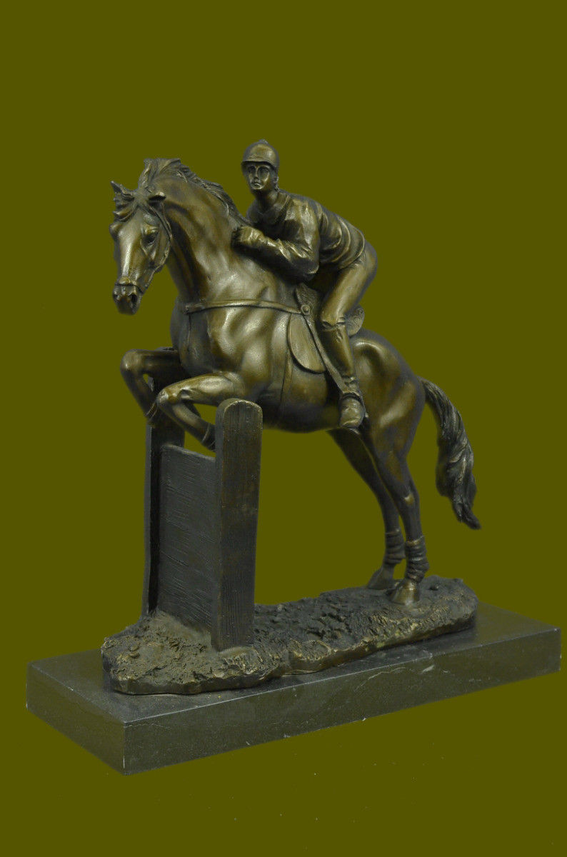 Vintage Signed Jockey Horse Racing Gift Figure Figure DB Sculpture Statue Bronze