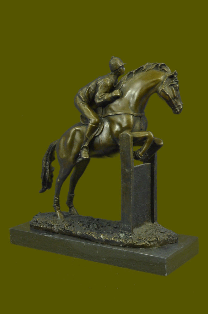 Vintage Signed Jockey Horse Racing Gift Figure Figure DB Sculpture Statue Bronze