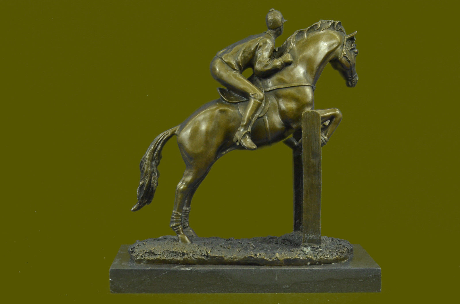 Vintage Signed Jockey Horse Racing Gift Figure Figure DB Sculpture Statue Bronze