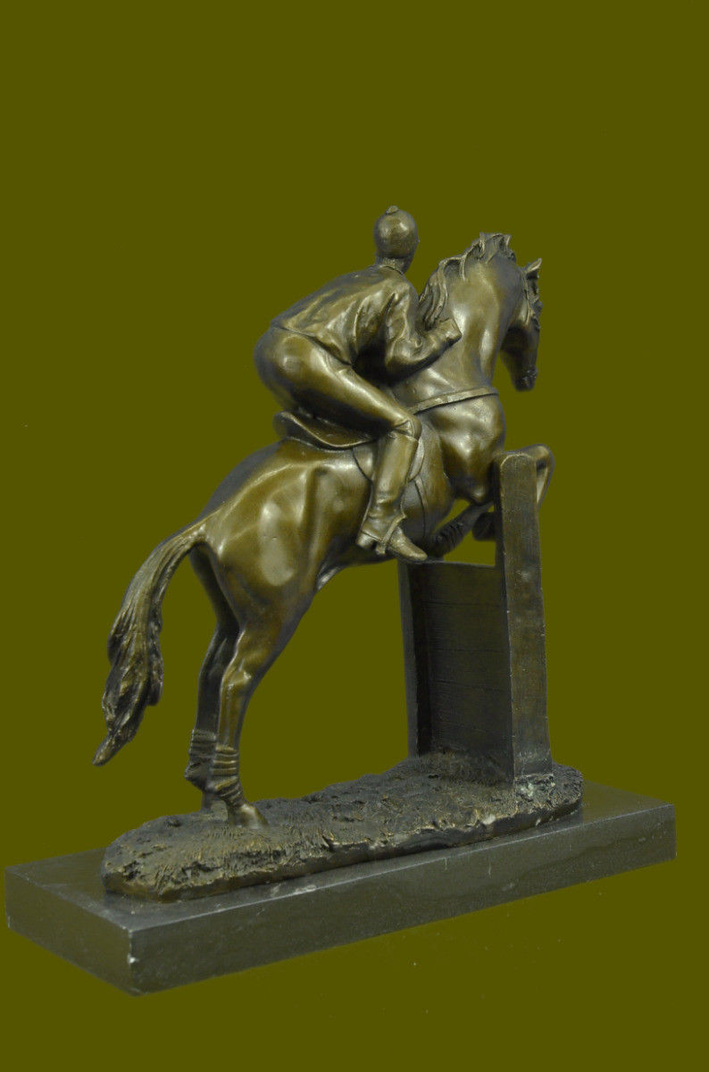 Vintage Signed Jockey Horse Racing Gift Figure Figure DB Sculpture Statue Bronze