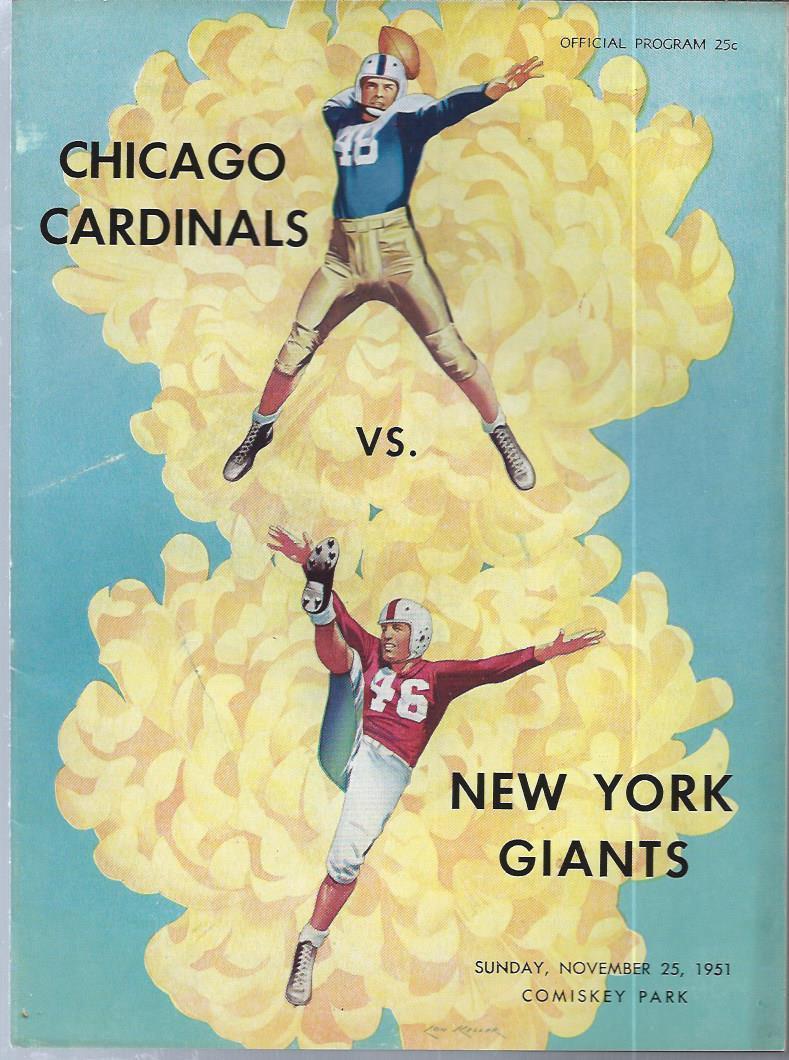 1951 New York Giants at Chicago Cardinals Football Program