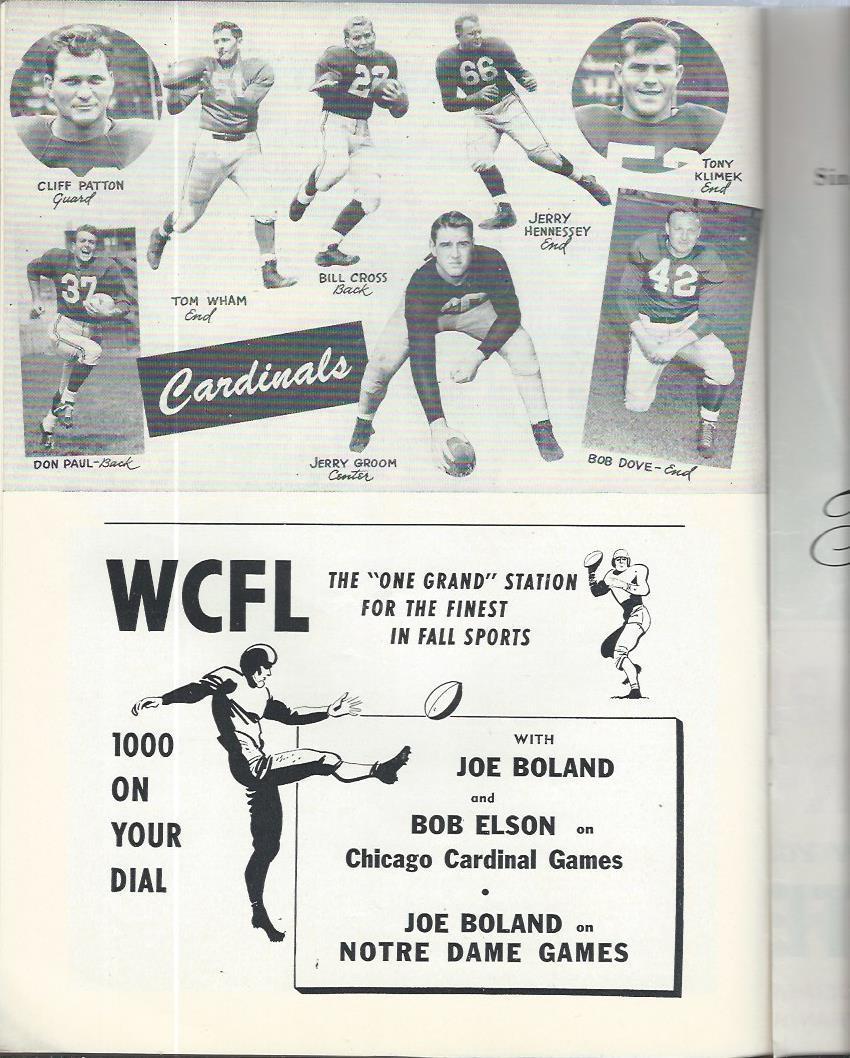 1951 New York Giants at Chicago Cardinals Football Program