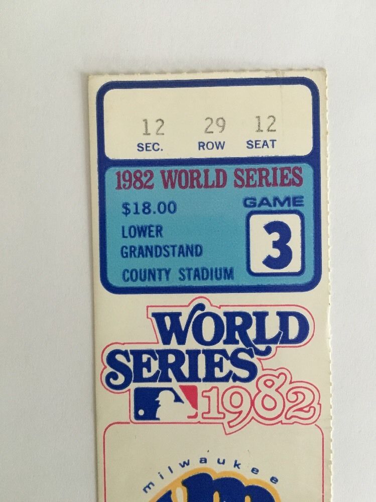 1982 World Series Ticket Milwaukee Brewers St. Louis Cardinals Game 3