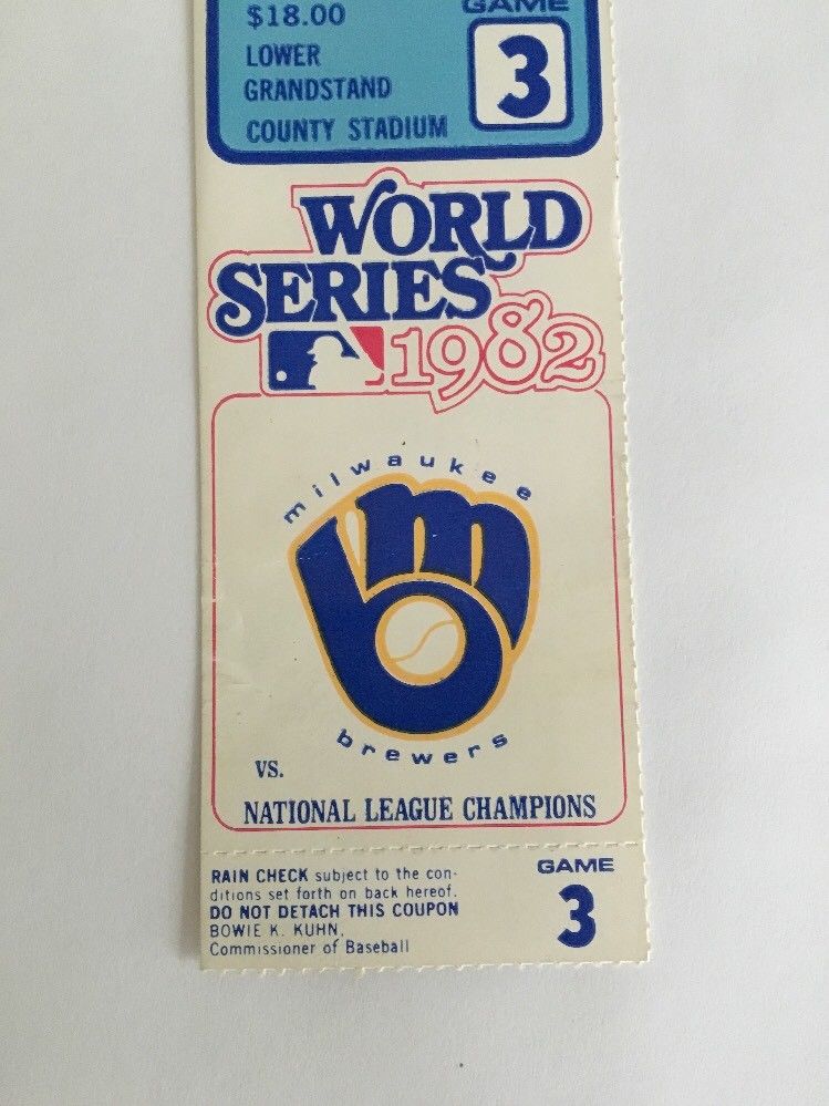 1982 World Series Ticket Milwaukee Brewers St. Louis Cardinals Game 3