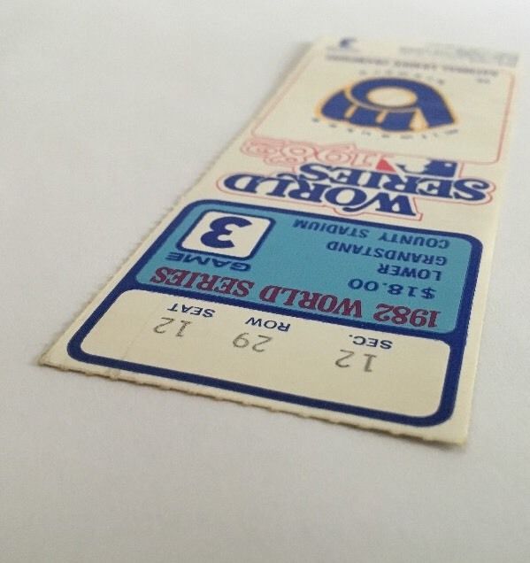 1982 World Series Ticket Milwaukee Brewers St. Louis Cardinals Game 3