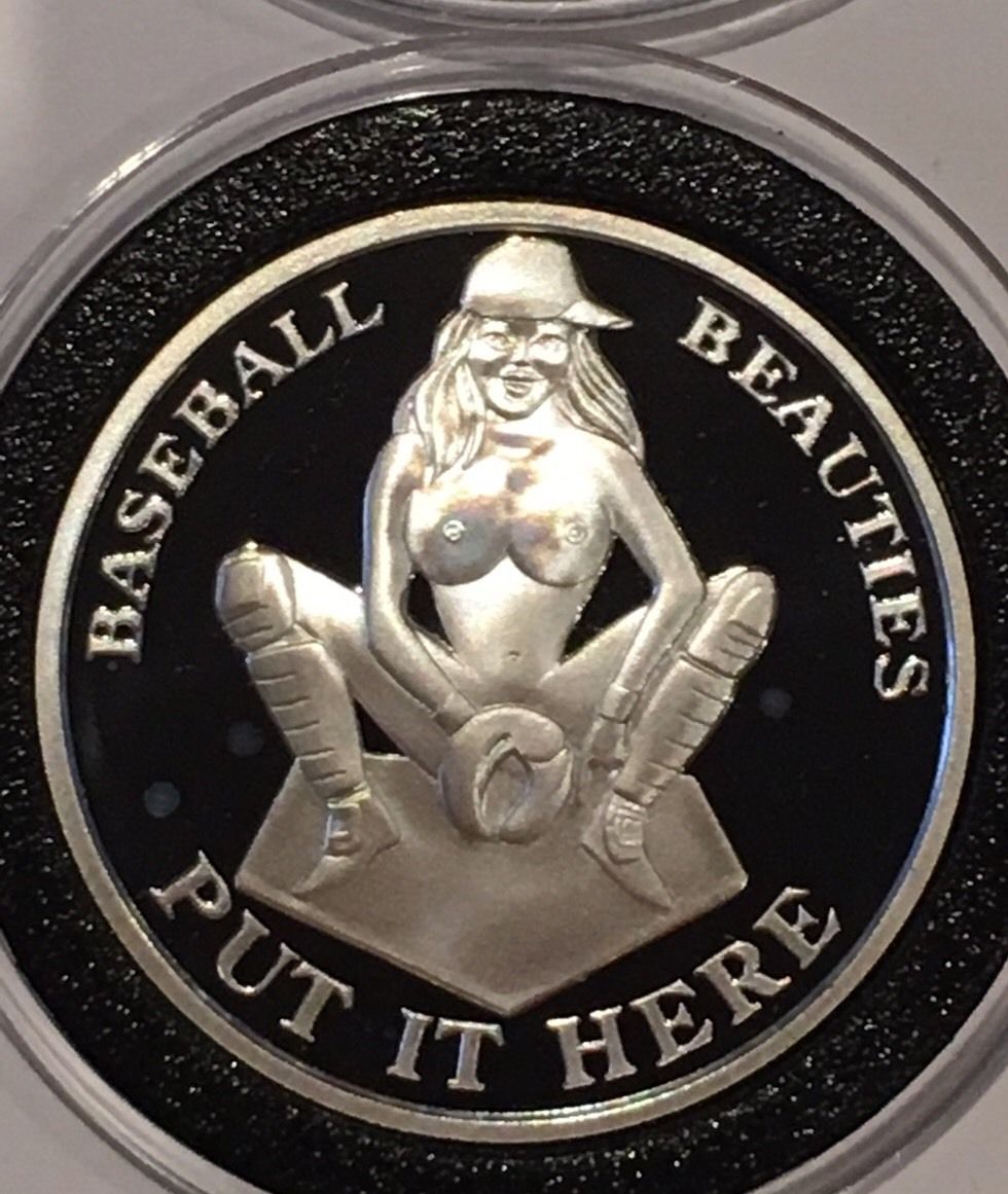 Baseball Beauties Put In Here Nude Sports Girl  1 Troy Oz .999 Fine Silver Round