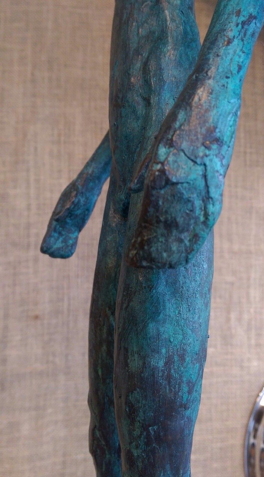 Abstract Bronze Contemporary Sculpture on Marble Base  Mirror Man - Reflection