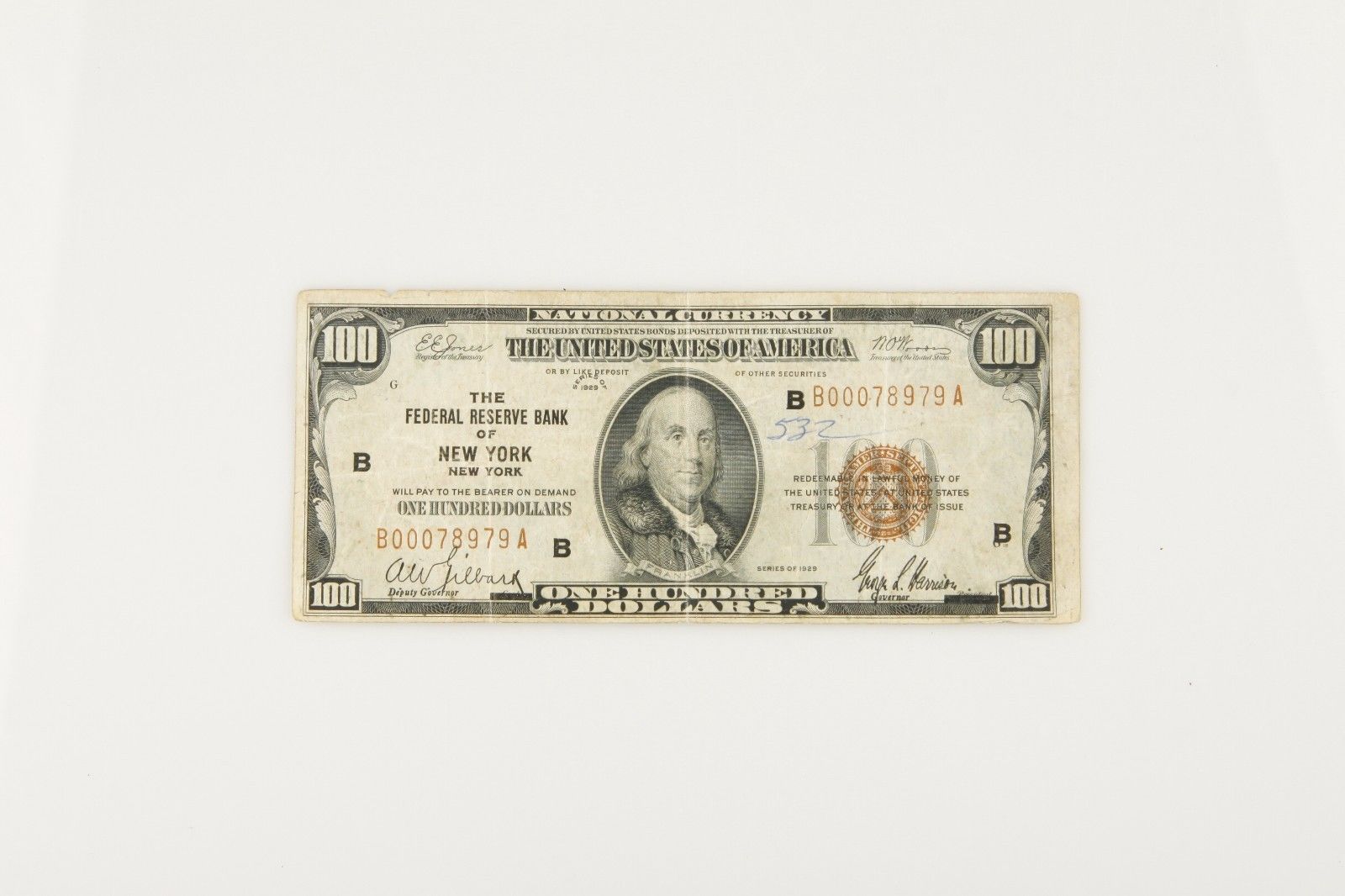 1929 $100 BILL NATIONAL CURRENCY FEDERAL RESERVE BANK OF NEW YORK