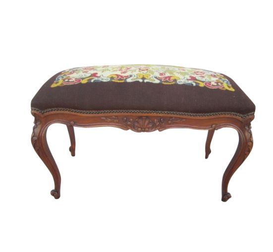 French Antique Needlepoint Bench Vanity Seat Antique Furniture