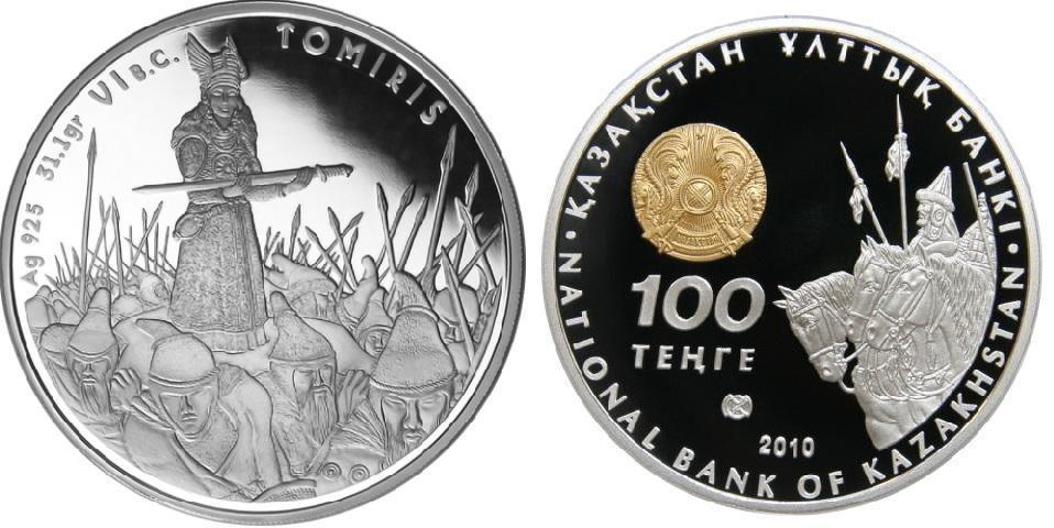 Kazakhstan 2010 TOMIRIS - Great Commanders - 1 Oz Silver Proof Coin 100 Tenge