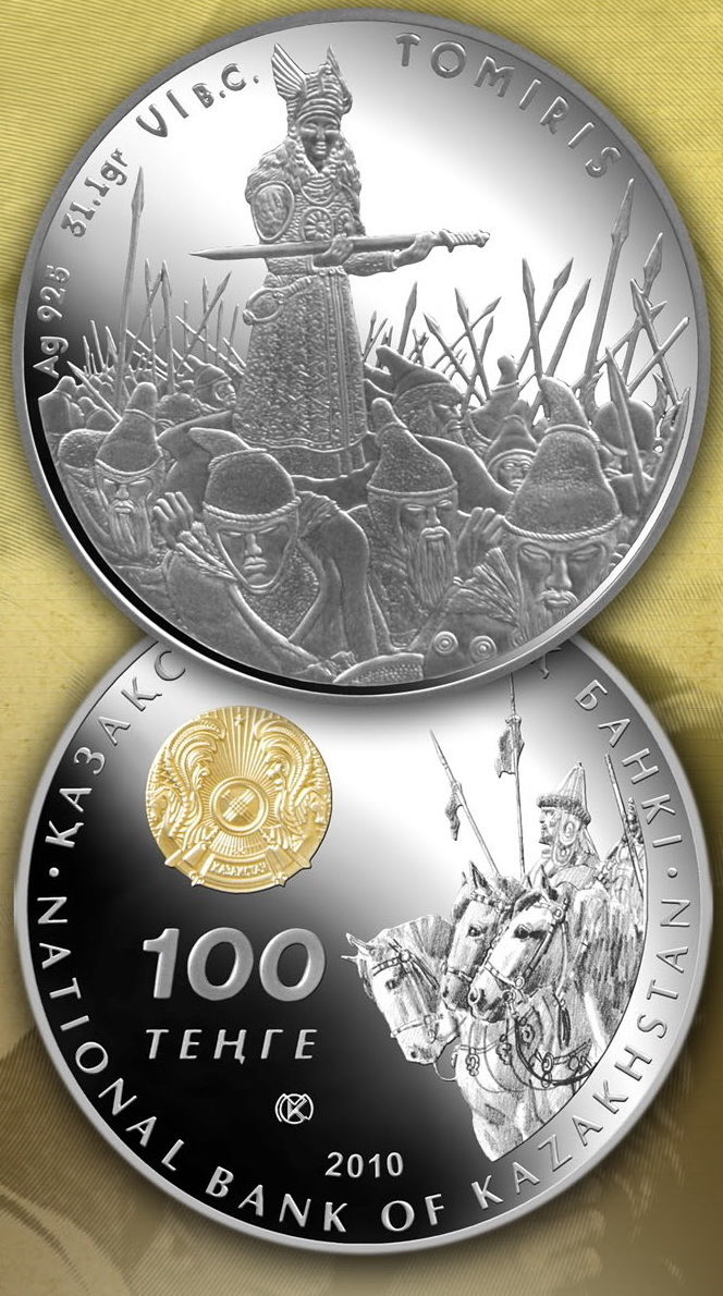 Kazakhstan 2010 TOMIRIS - Great Commanders - 1 Oz Silver Proof Coin 100 Tenge