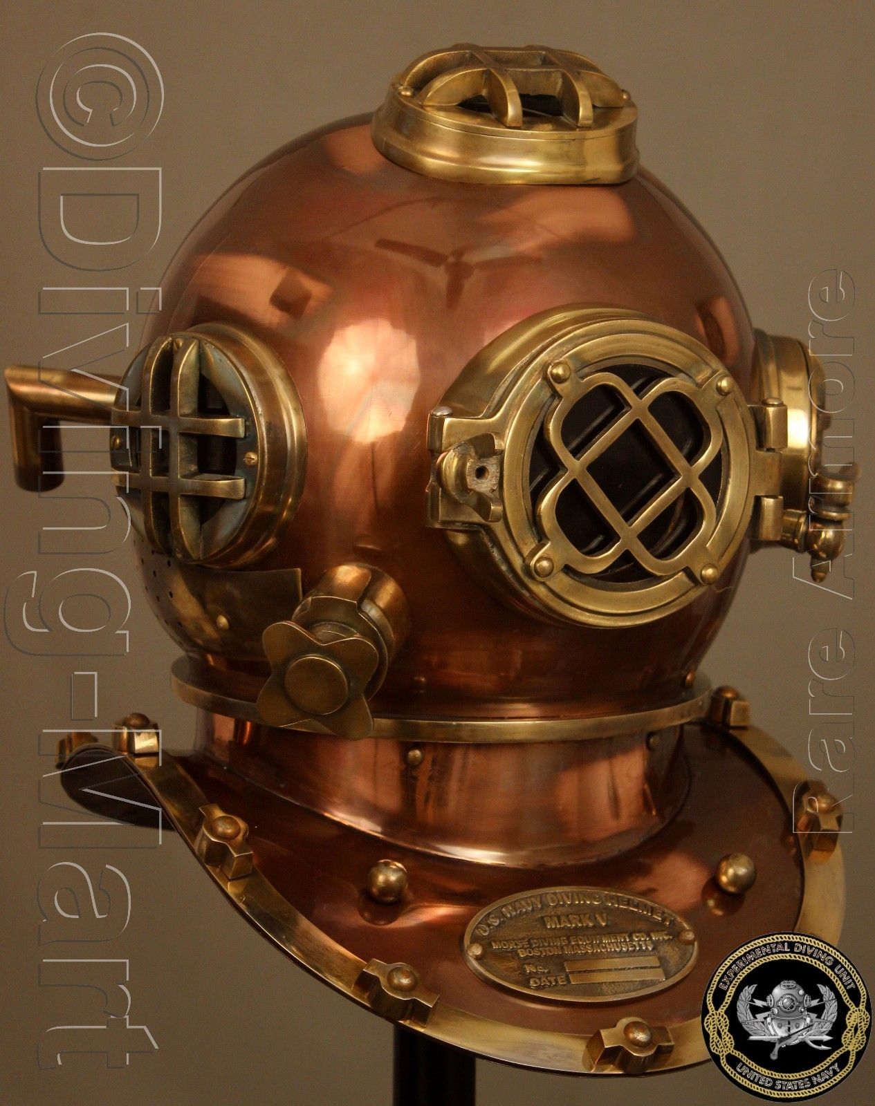 ANTIQUE U.S NAVY MARK V SOLID STEEL & BRASS DIVING DIVERS HELMET FULL 18" GIFT