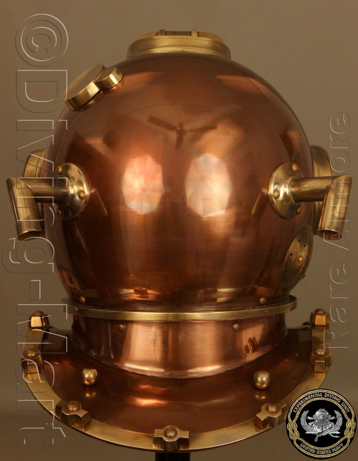 ANTIQUE U.S NAVY MARK V SOLID STEEL & BRASS DIVING DIVERS HELMET FULL 18" GIFT