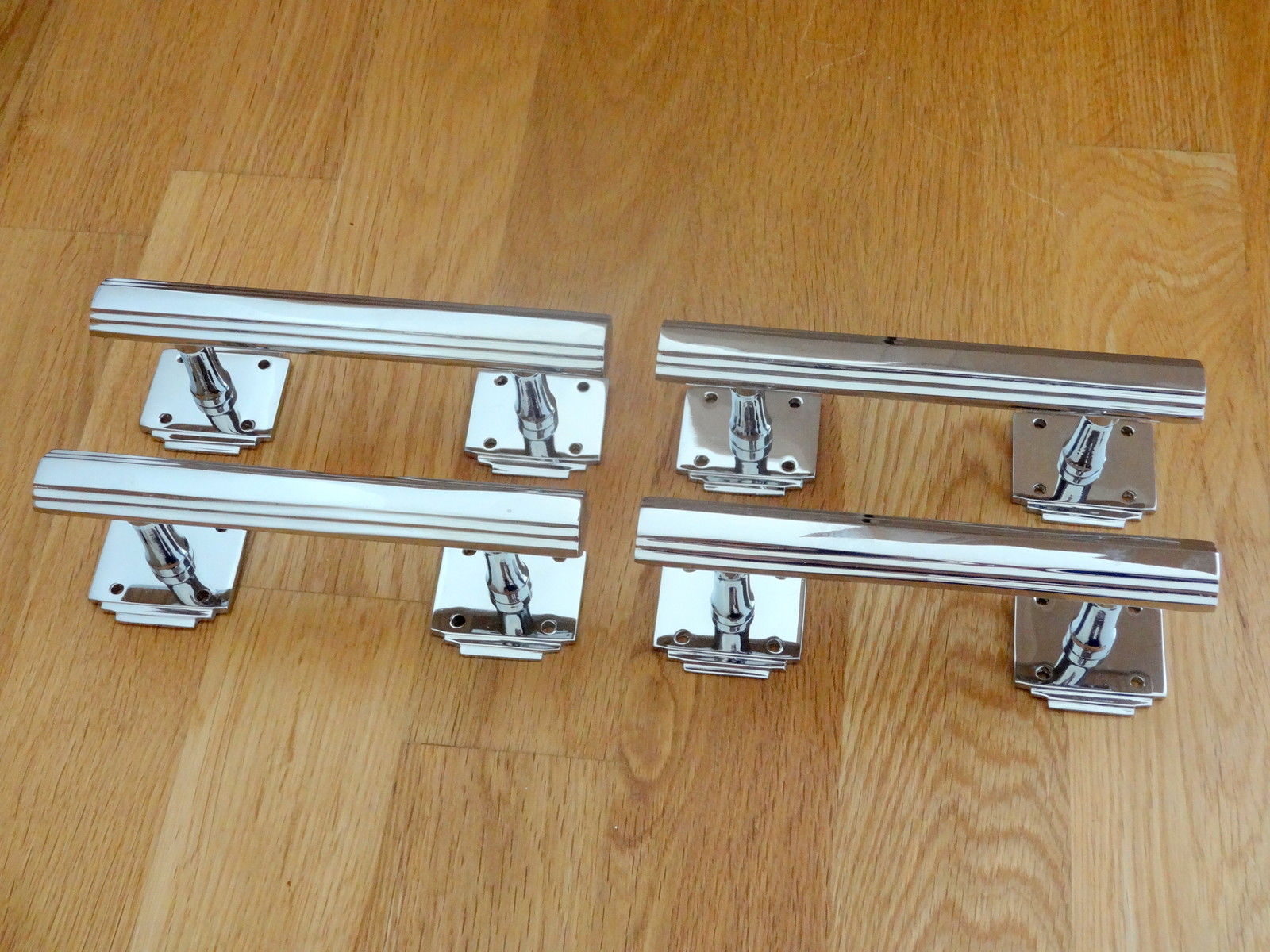 6 X CHROME ART DECO DOOR OR DRAWER PULL HANDLES CUPBOARD FURNITURE  KNOBS