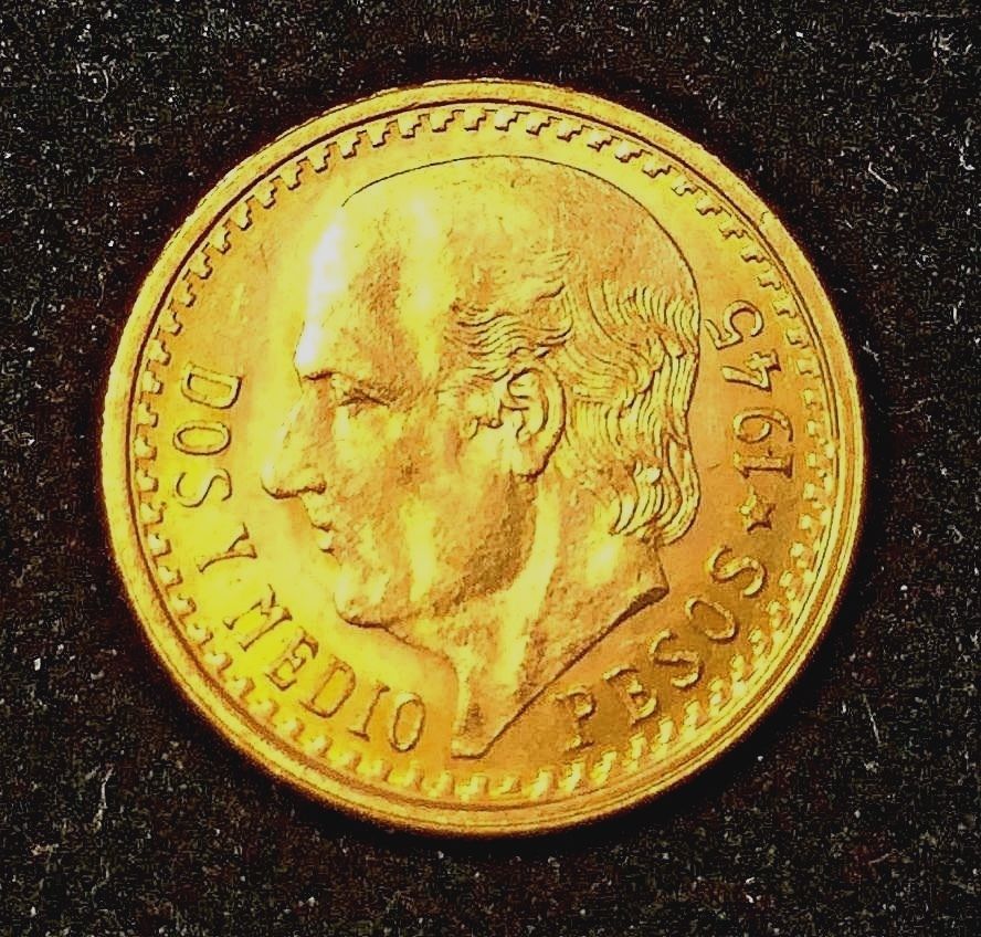 1 Mexican Peso 2.5,  Gold Coin .0603 Troy Oz Random Date Mexico