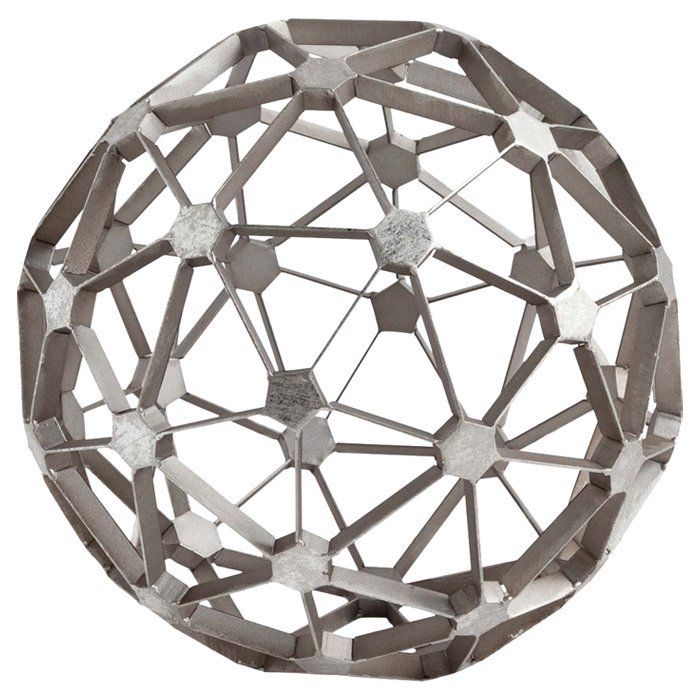 Mercana Art Orb Modern Decor in Silver Abstract Geometric Atomic Sculpture 10"