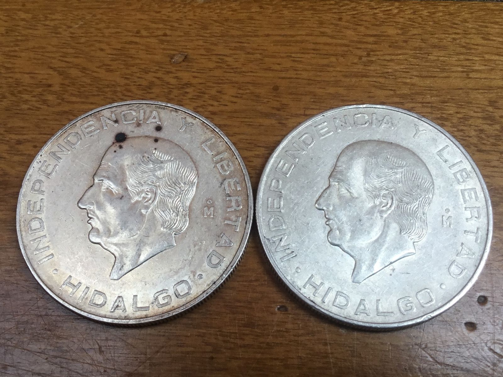 1955 & 1956 10 PESOS SILVER COINs MEXICO LOW MINTAGE (2 coin set)