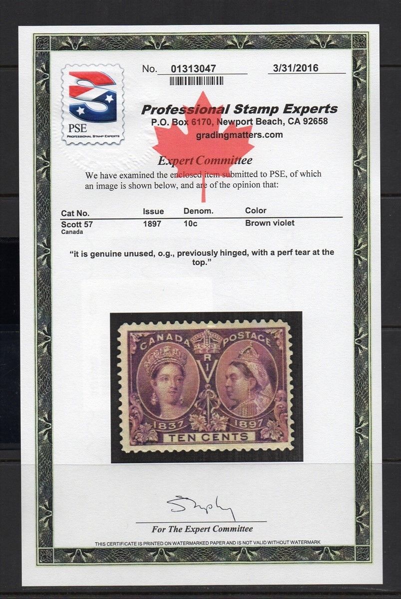 #57  10c Jubilee MINT with  PSE CERTIFICATE - cv$120.00