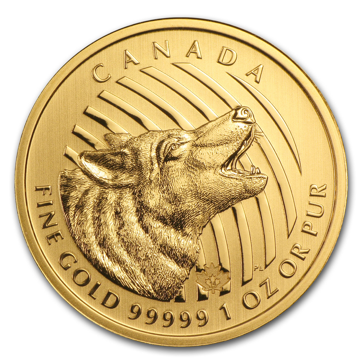 2014 Canada 1 oz Gold Howling Wolf .99999 BU (No Assay Card) - SKU #85957